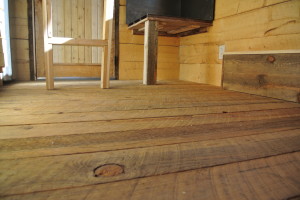 Tiny house rough cut tongue and groove floor