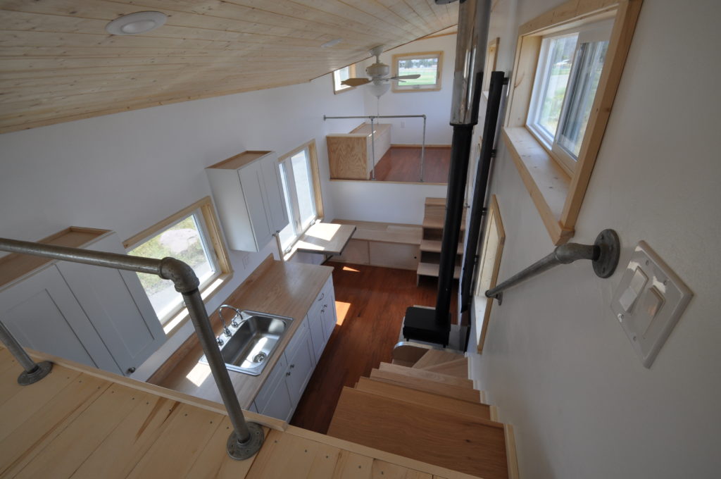 Otsego Gooseneck Tiny House sleeping loft stairs