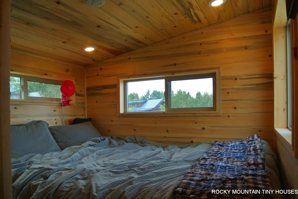 Rusty Mountain Roost gooseneck tiny house bedroom