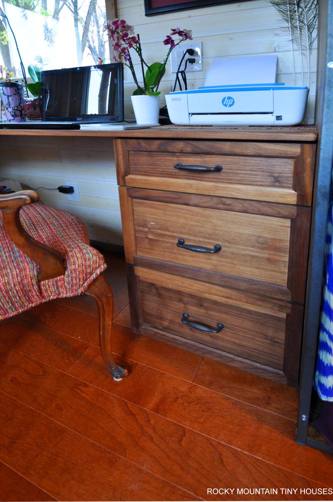 Red Mountain 34' Tiny House walnut desk