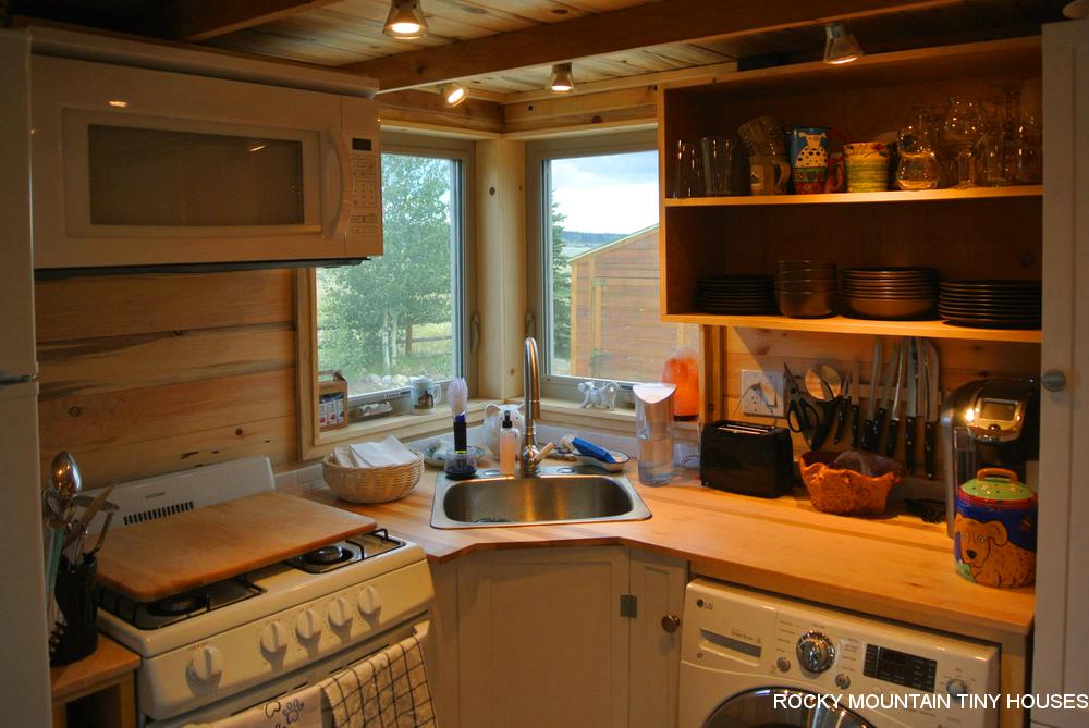 Rusty Mountain Roost gooseneck tiny house kitchen